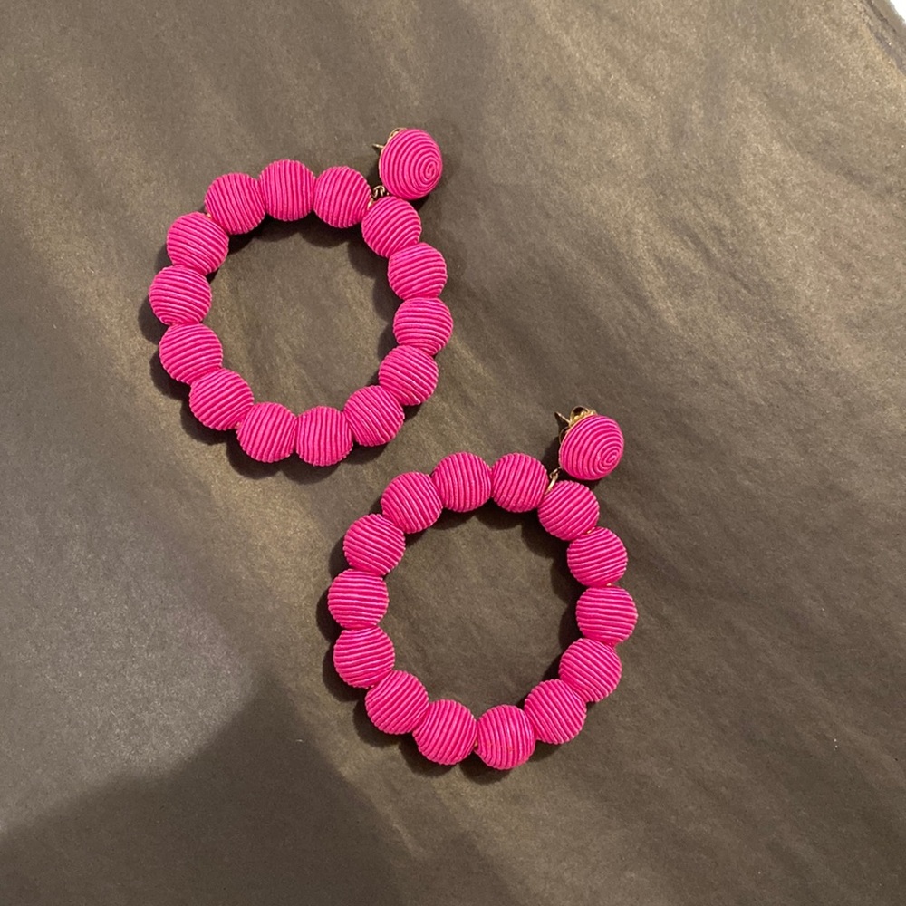 Pink silk earrings, never worn other than being tried on.